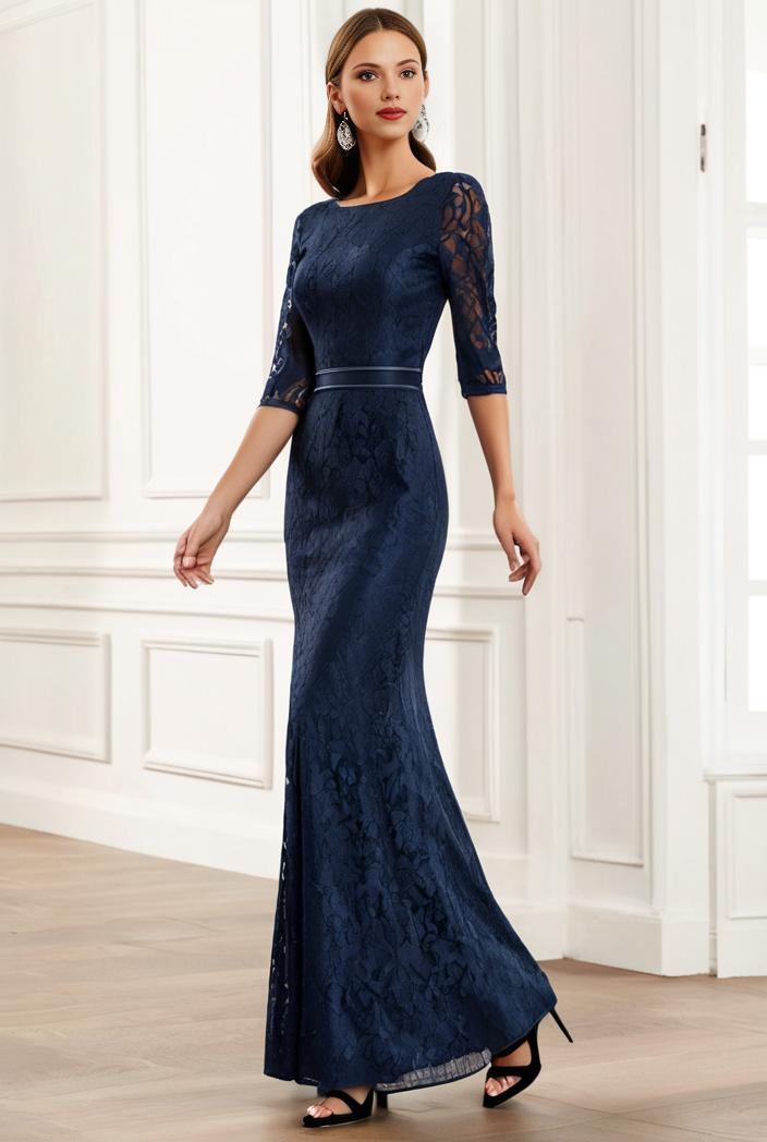 3 4 sleeve bodycon plunging back sequin evening dress 100010