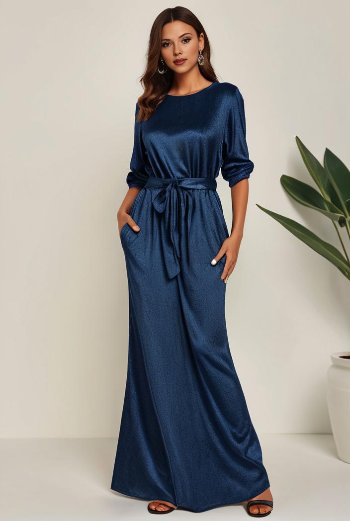 3 4 sleeve bodycon plunging back sequin evening dress 100016