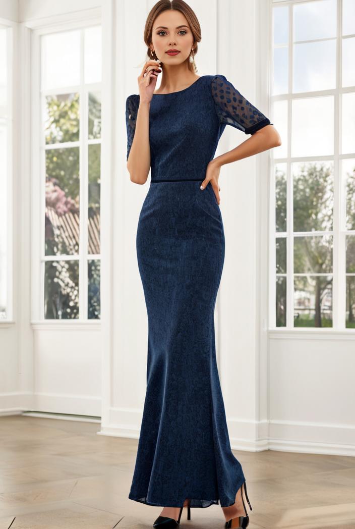 3 4 sleeve bodycon plunging back sequin evening dress 100037
