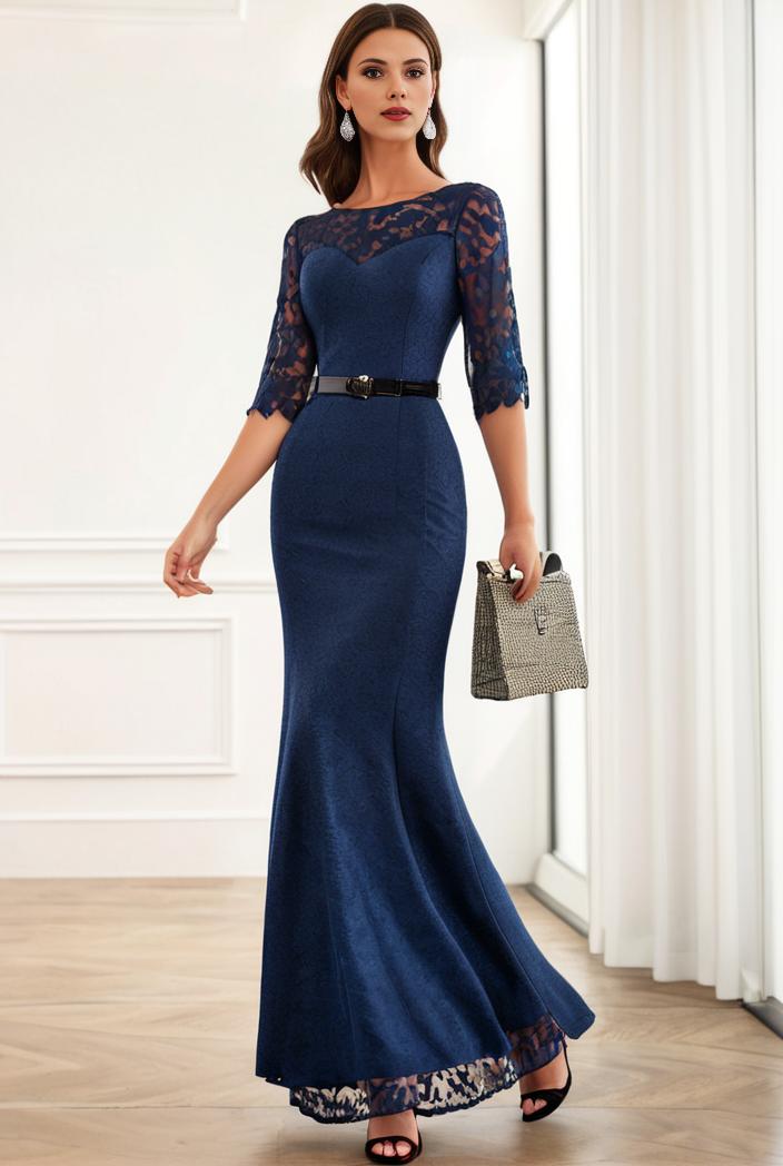 3 4 sleeve bodycon plunging back sequin evening dress 100046