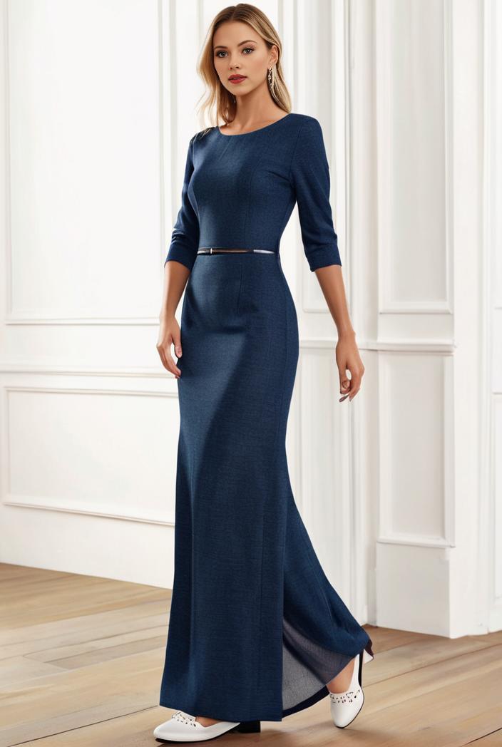 3 4 sleeve bodycon plunging back sequin evening dress 100048