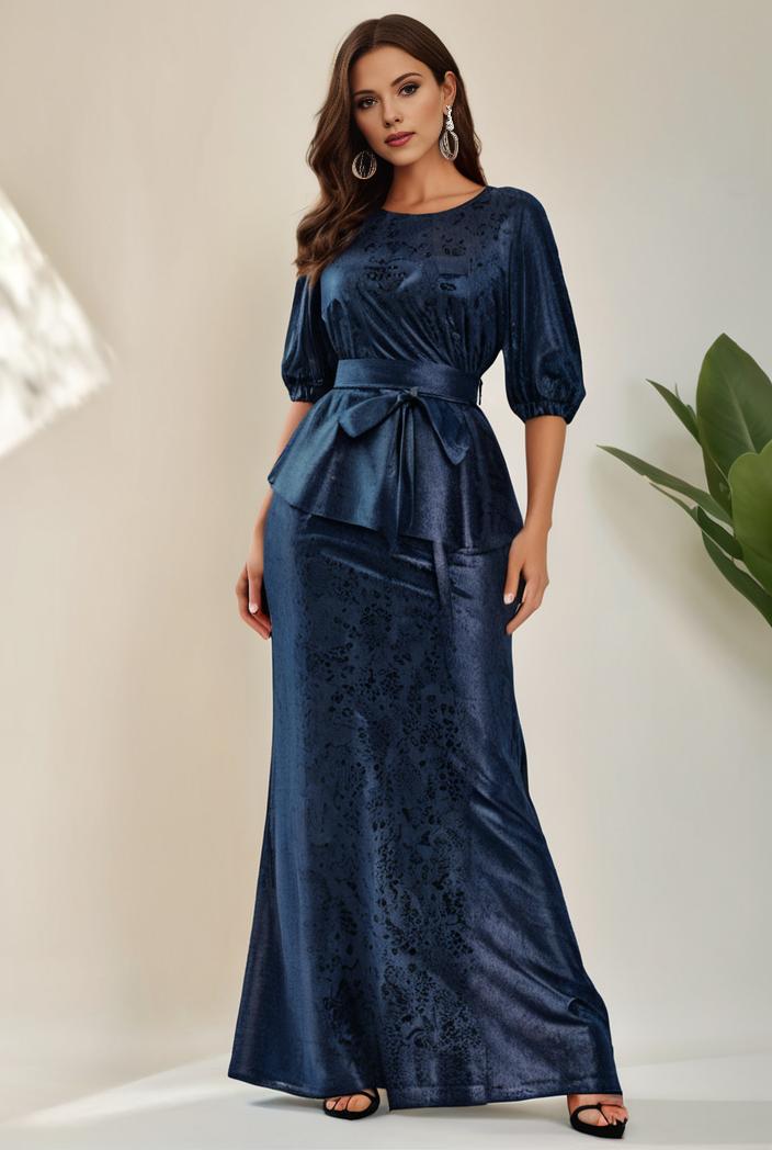 3 4 sleeve bodycon plunging back sequin evening dress 100051