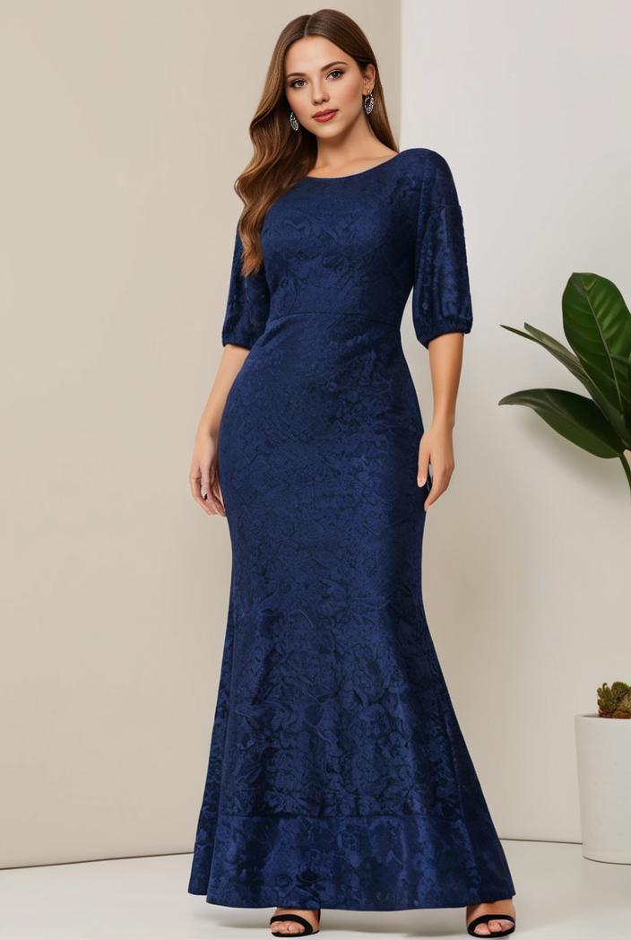 3 4 sleeve bodycon plunging back sequin evening dress 100053