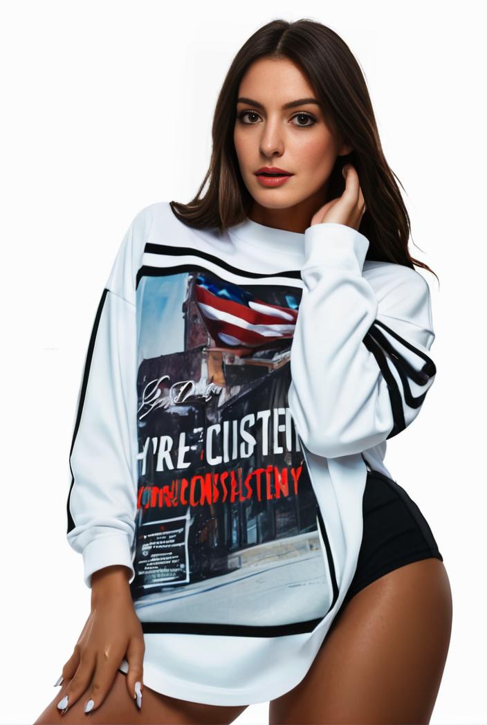 plus size casual sweatshirt women s plus graphic letter print long sleeve round neck slight stretch sweatshirt 101765