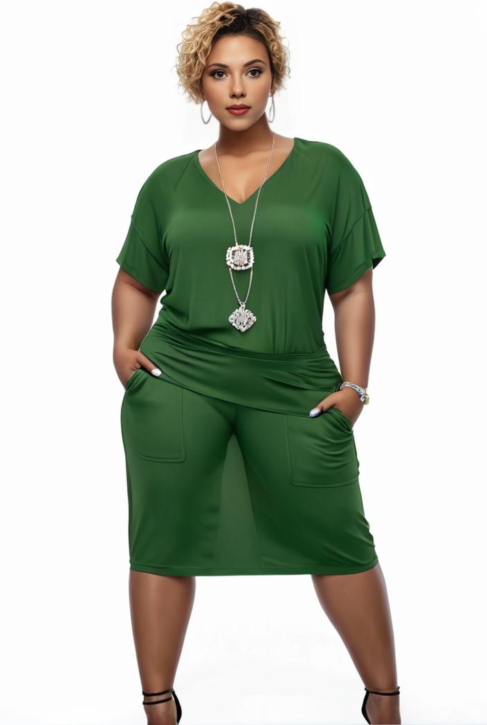 plus size faith letter print short sleeve midi dress with pockets women s plus slight stretch casual dress 108515
