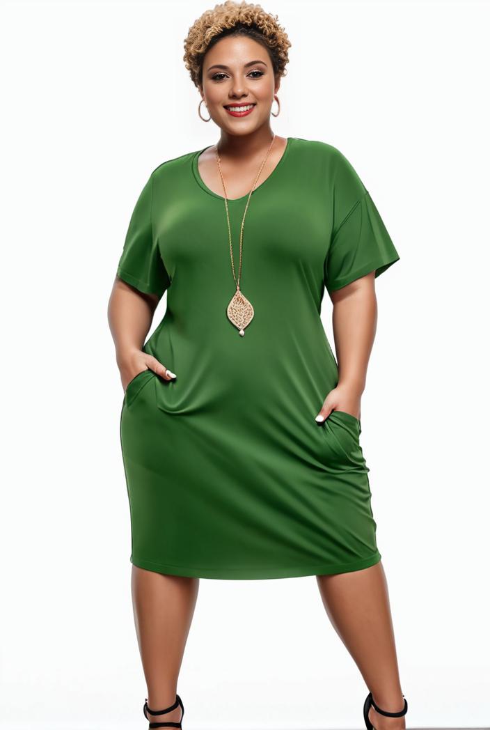 plus size faith letter print short sleeve midi dress with pockets women s plus slight stretch casual dress 108516