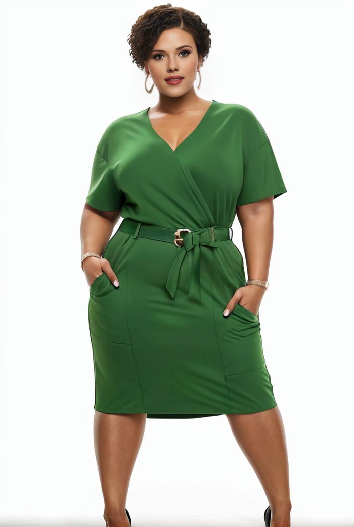 plus size faith letter print short sleeve midi dress with pockets women s plus slight stretch casual dress 108517