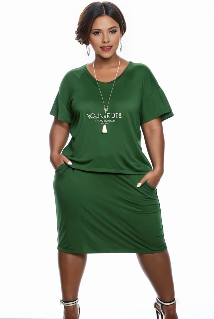 plus size faith letter print short sleeve midi dress with pockets women s plus slight stretch casual dress 108519
