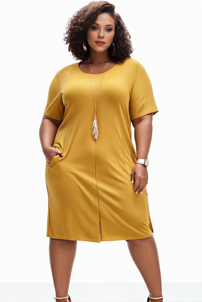plus size faith letter print short sleeve midi dress with pockets women s plus slight stretch casual dress 108540