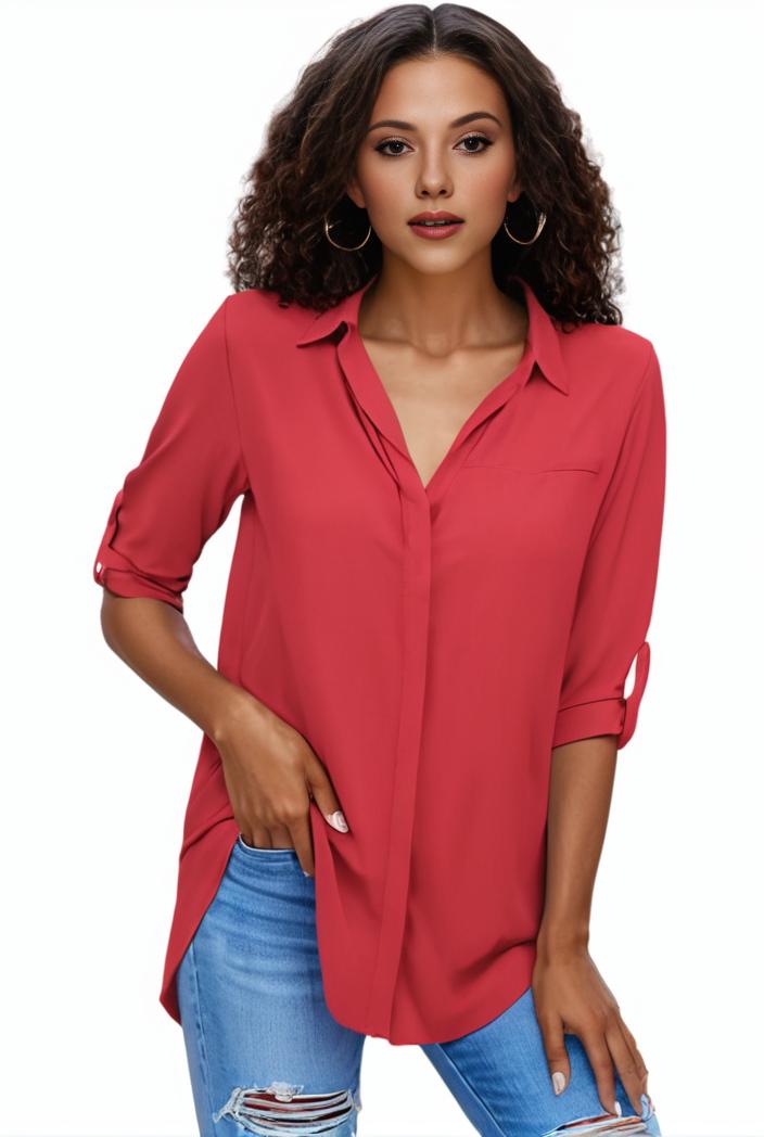 plus size formal shirt women s plus plain long sleeve turn down collar button up workwear shirt 113785