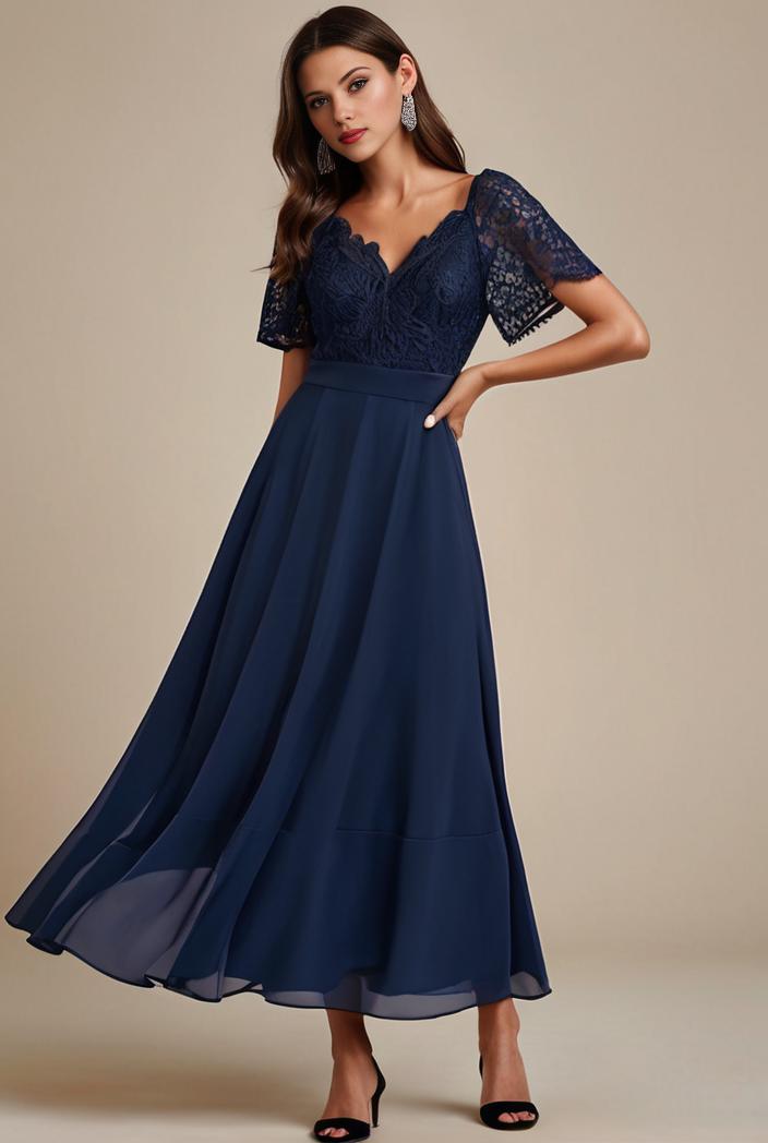 short sleeve v neck sequin chiffon a line mother of the bride dress 119362