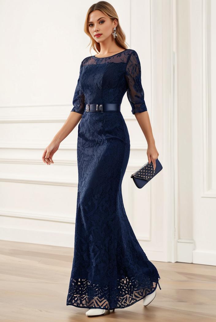 3 4 sleeve bodycon plunging back sequin evening dress 122468