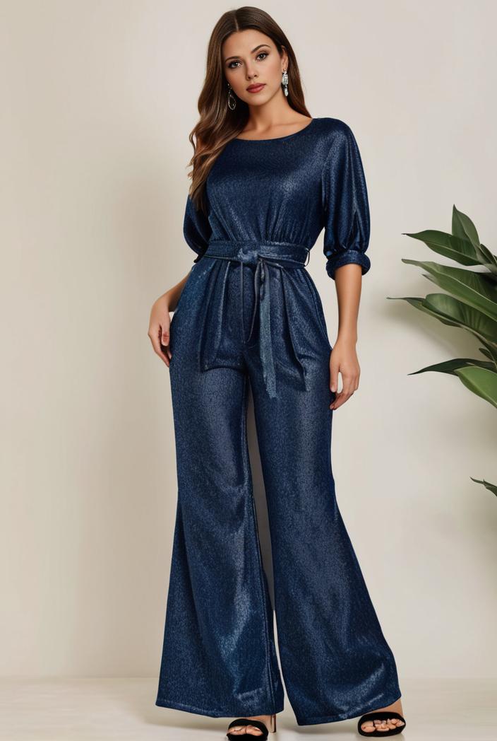 3 4 sleeve bodycon plunging back sequin evening dress 122469