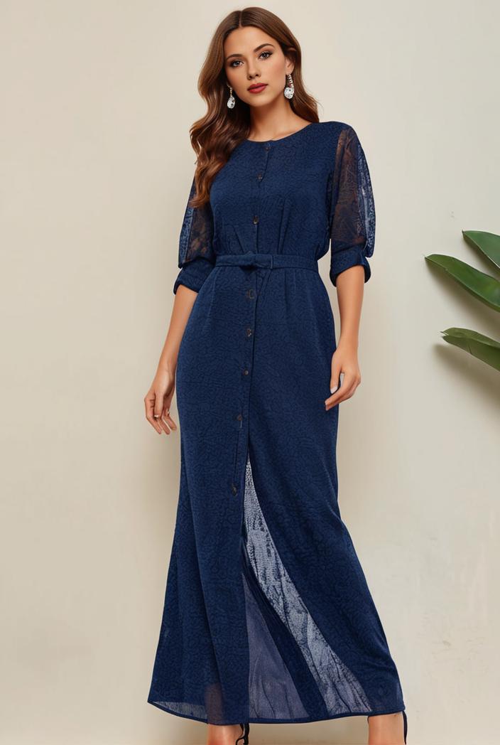 3 4 sleeve bodycon plunging back sequin evening dress 122475