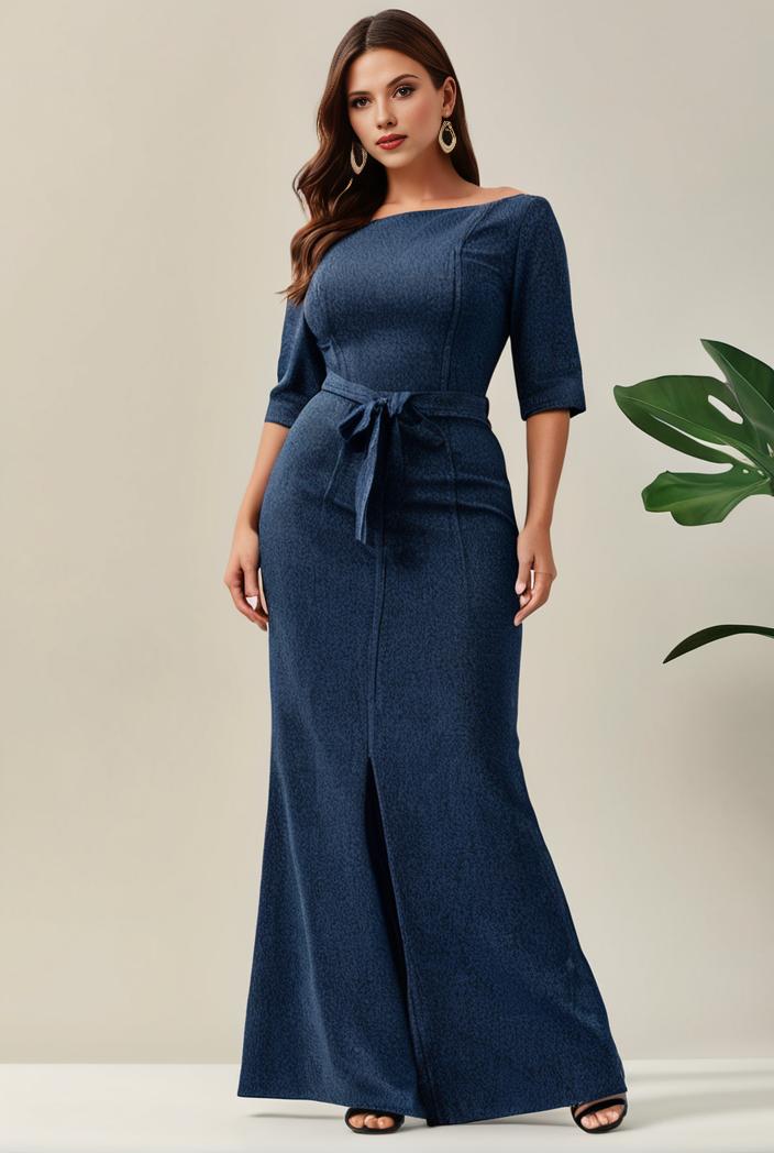3 4 sleeve bodycon plunging back sequin evening dress 122476