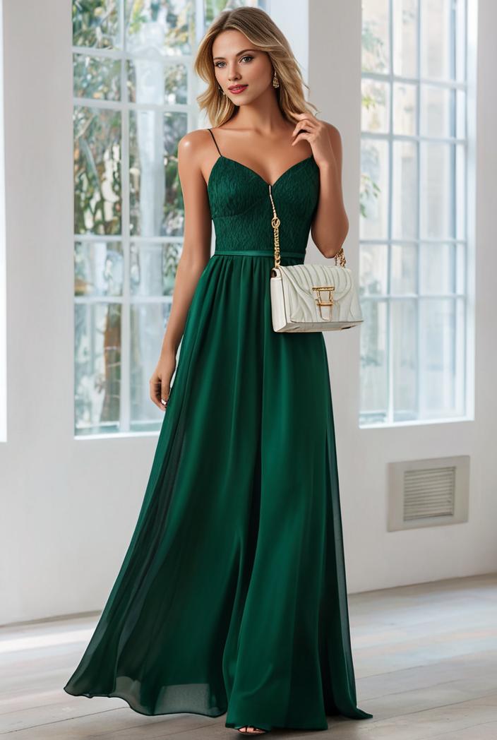 convertible chiffon lace open back spaghetti straps bridesmaid dress 123094