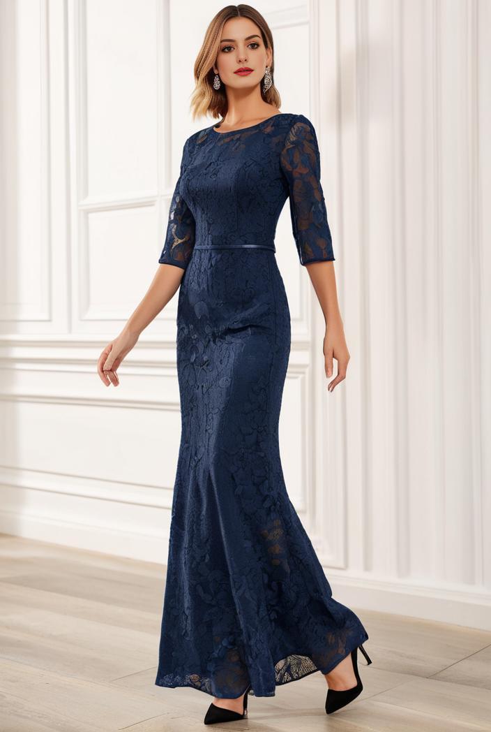 3 4 sleeve bodycon plunging back sequin evening dress 112311