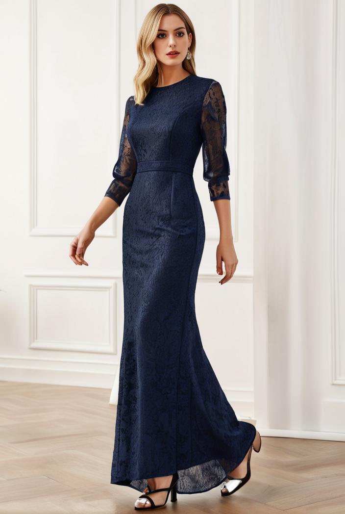 3 4 sleeve bodycon plunging back sequin evening dress 112316
