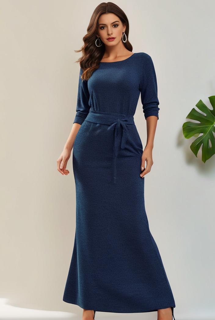 3 4 sleeve bodycon plunging back sequin evening dress 112321