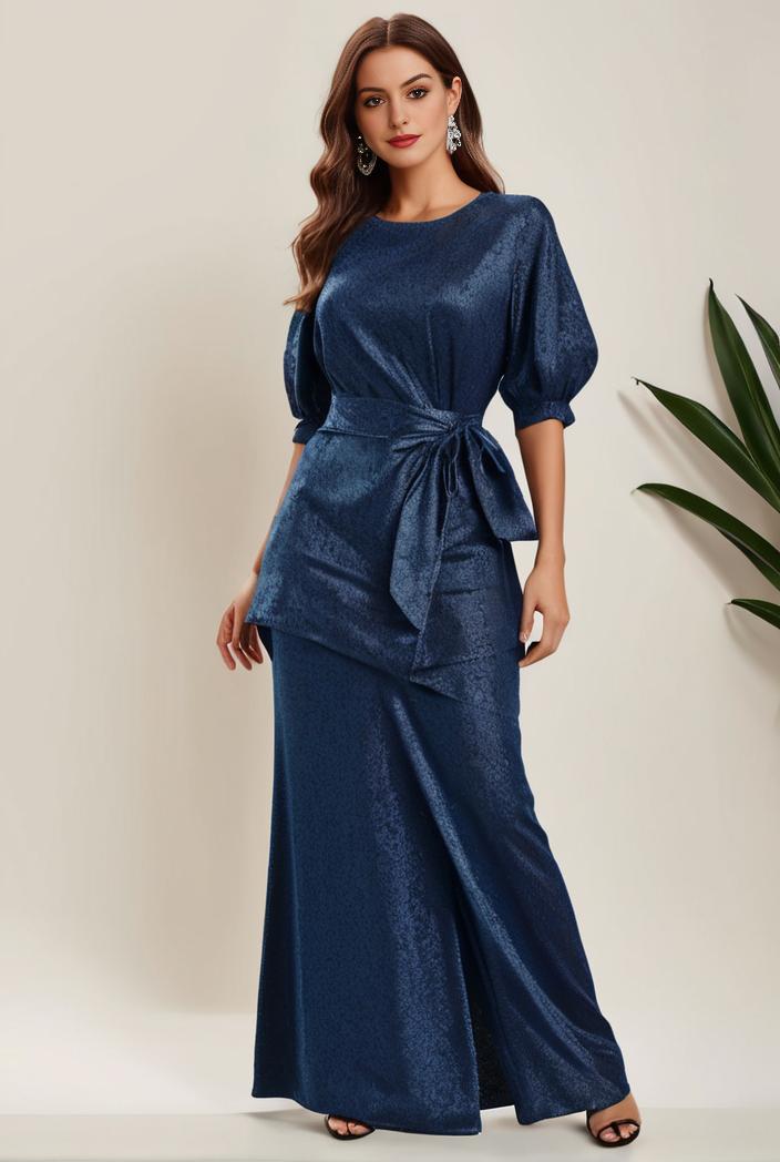 3 4 sleeve bodycon plunging back sequin evening dress 112322