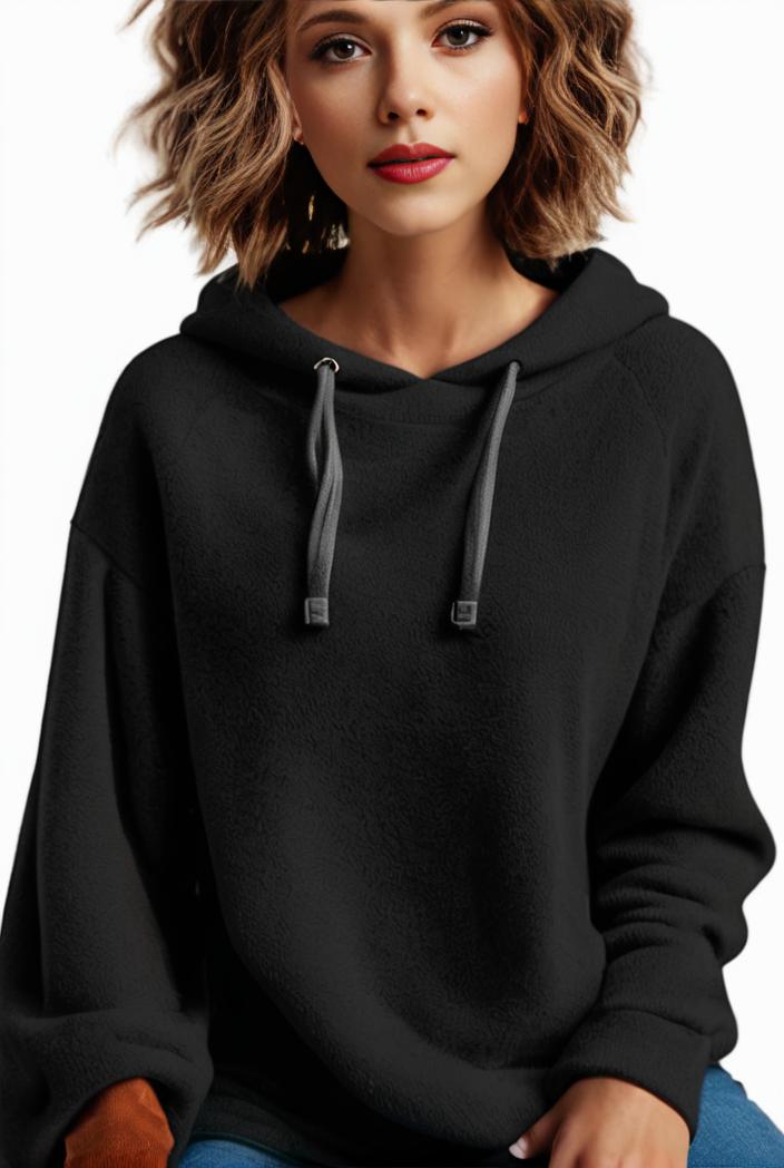 plus size casual hoodie women s plus solid ribbed long sleeve slight stretch hoodie drawstring sweatshirt 131427