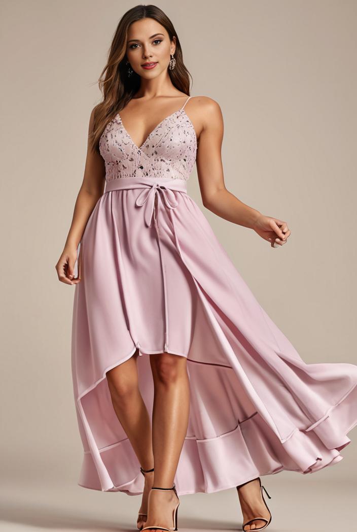 plus size sequin high low deep v neck tulle evening dresses 133833