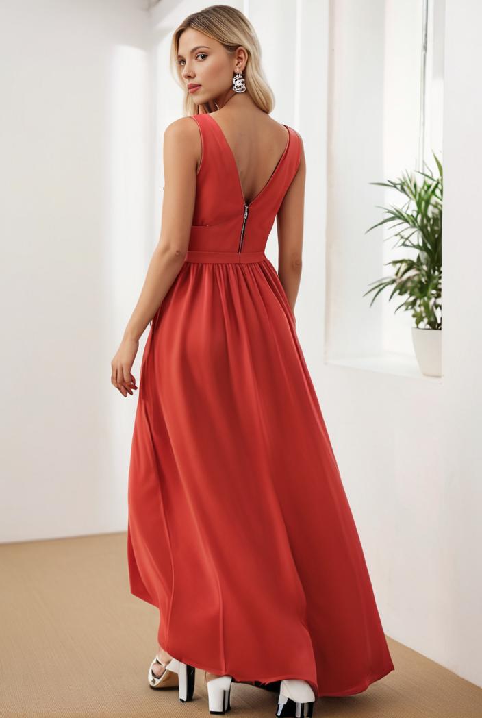 sleeveless v back tulle high low sequin appliques evening dresses 138863
