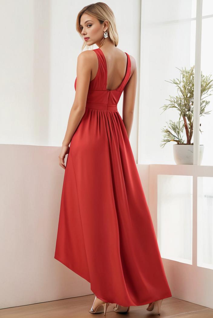 sleeveless v back tulle high low sequin appliques evening dresses 138865