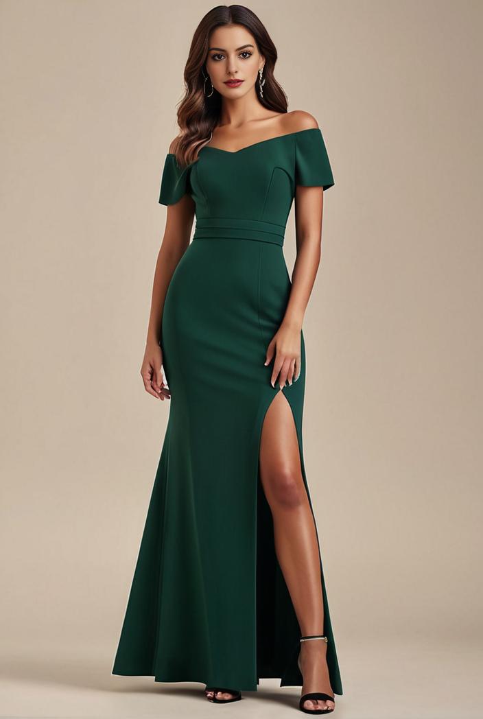 deep v neck sequin short sleeve high side front slit mother of the bride dress 113795