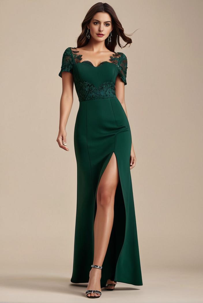 deep v neck sequin short sleeve high side front slit mother of the bride dress 113803