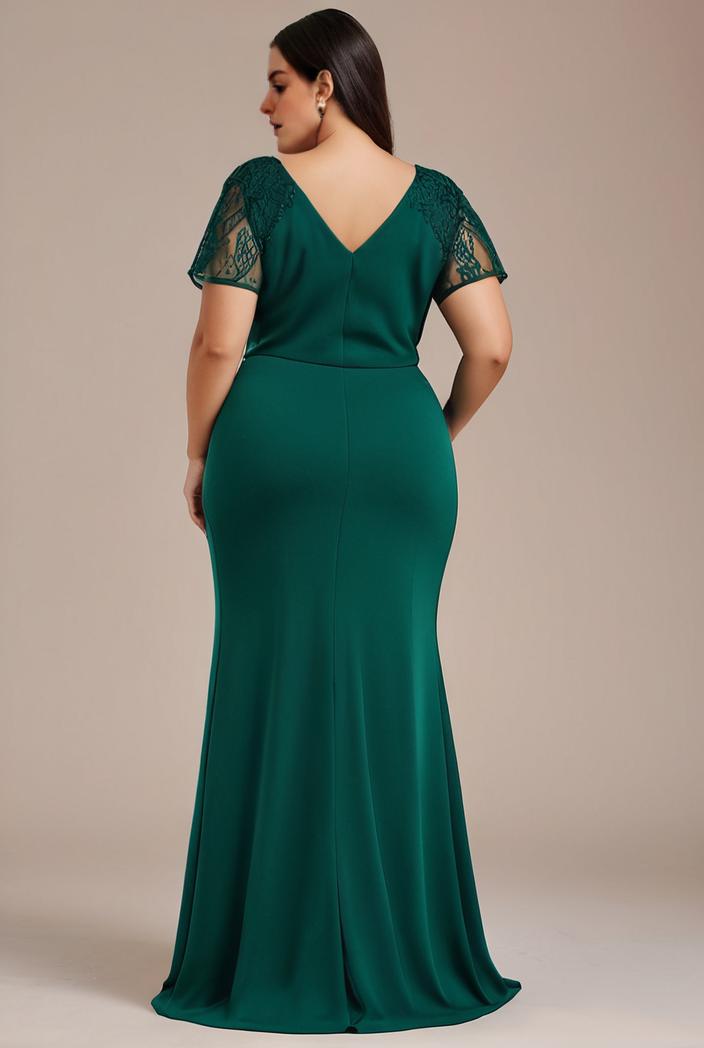 deep v neck sequin short sleeve high side front slit mother of the bride dress 113855