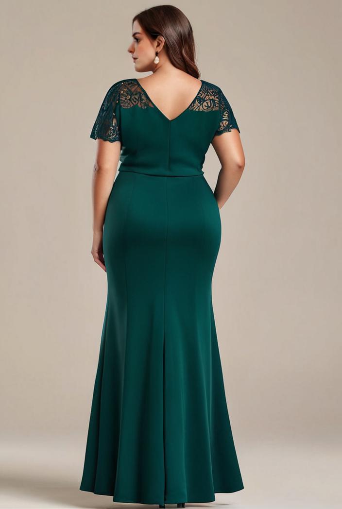 deep v neck sequin short sleeve high side front slit mother of the bride dress 113861