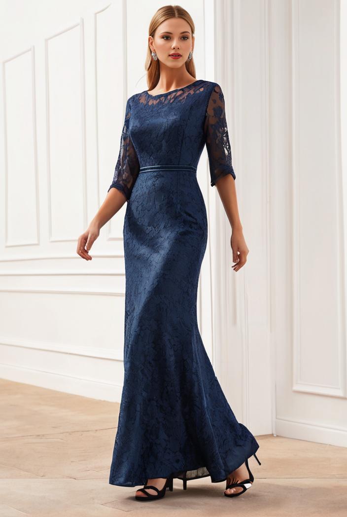3 4 sleeve bodycon plunging back sequin evening dress 143096
