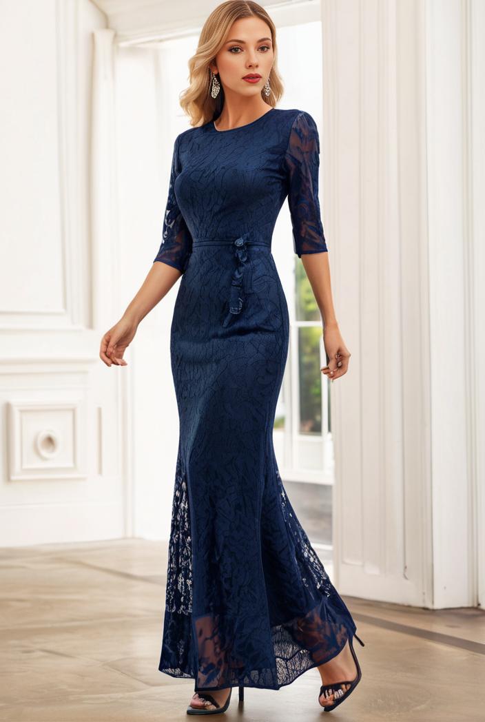 3 4 sleeve bodycon plunging back sequin evening dress 127406