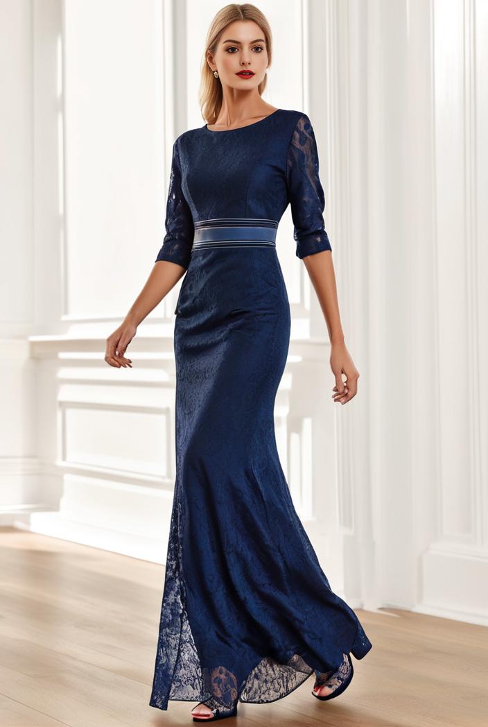 3 4 sleeve bodycon plunging back sequin evening dress 139461