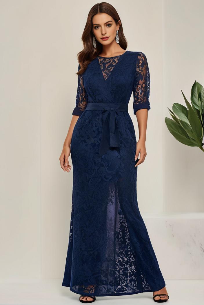 3 4 sleeve bodycon plunging back sequin evening dress 139468