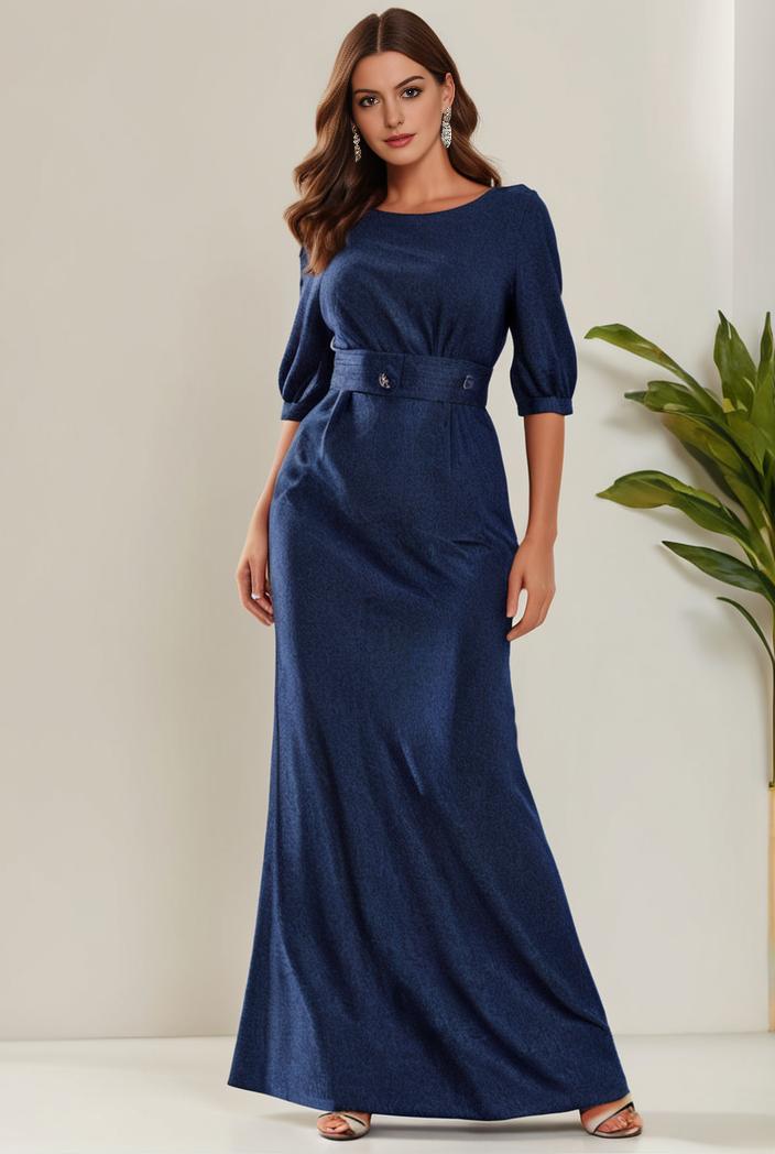 3 4 sleeve bodycon plunging back sequin evening dress 139469