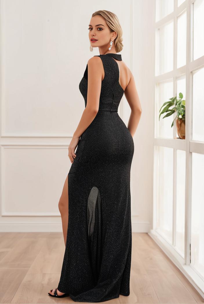 asymmetrical one shoulder feather bodycon sequin evening dress 139512