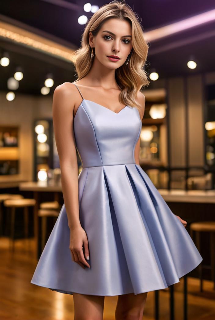 pleated satin a line double spaghetti strap v neck homecoming dress 146672