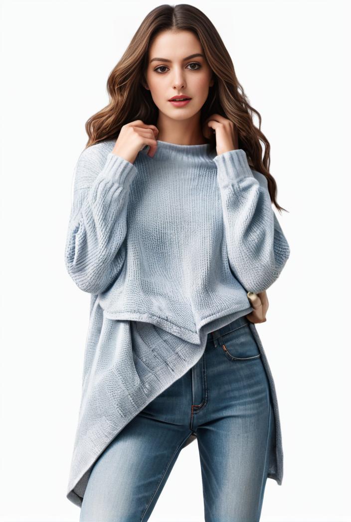 plus size casual sweater women s plus solid tassel trim long sleeve cowl neck high stretch jumper 147656