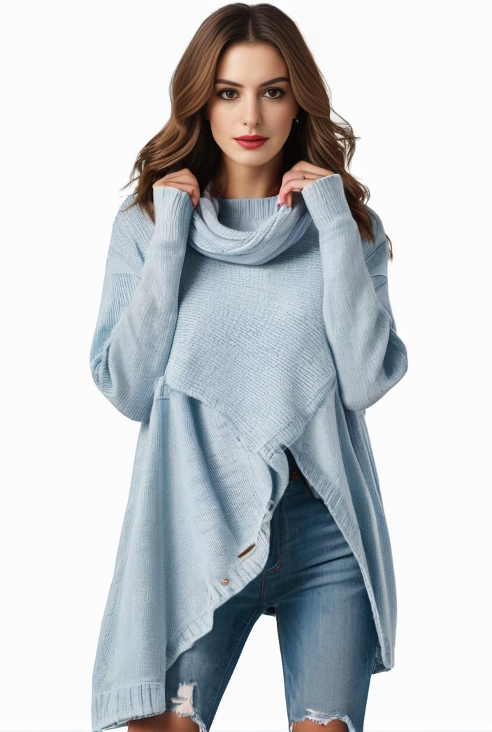 plus size casual sweater women s plus solid tassel trim long sleeve cowl neck high stretch jumper 147657