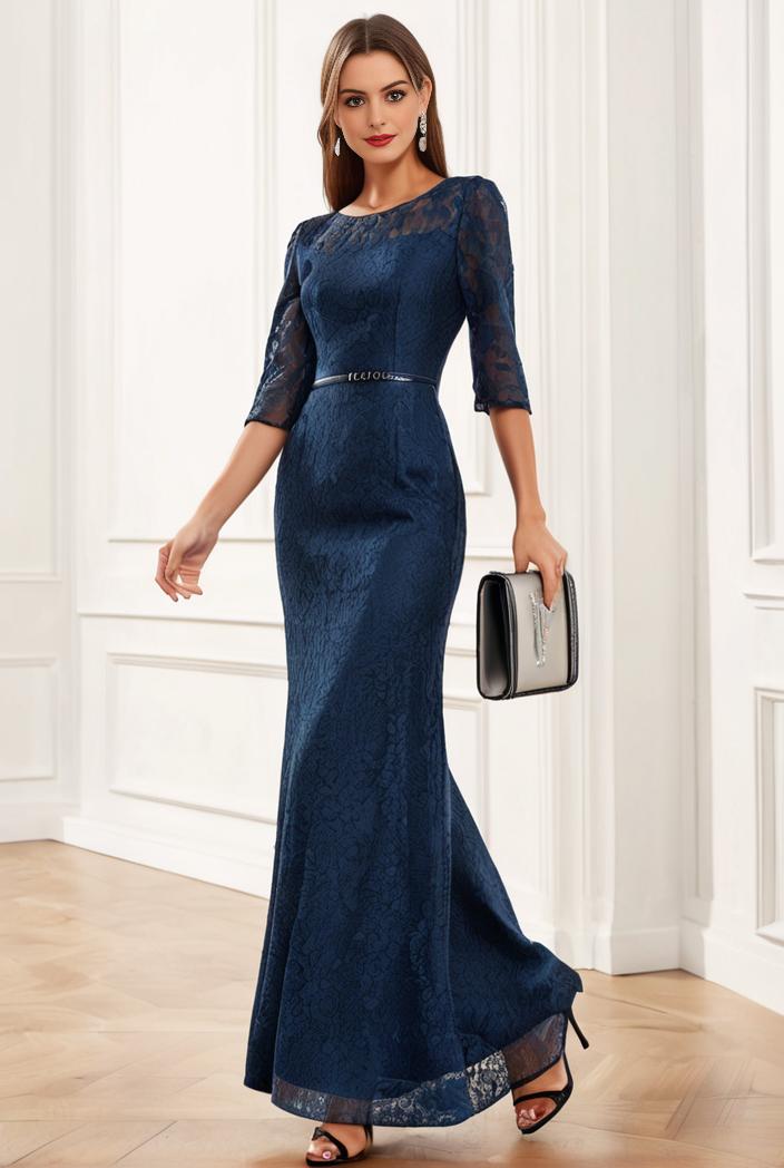 3 4 sleeve bodycon plunging back sequin evening dress 118731