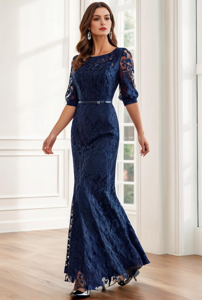 3 4 sleeve bodycon plunging back sequin evening dress 118733