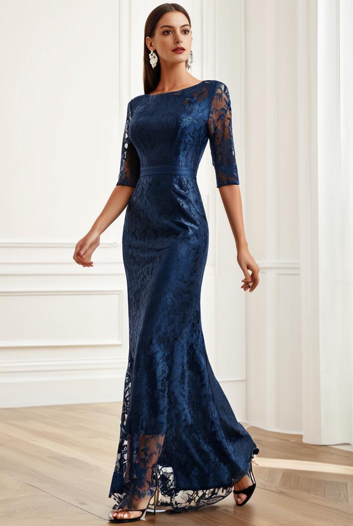 3 4 sleeve bodycon plunging back sequin evening dress 118734