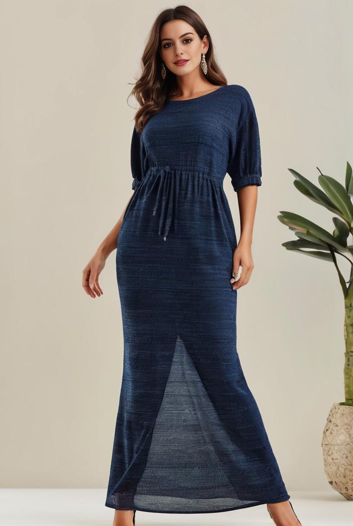 3 4 sleeve bodycon plunging back sequin evening dress 118742