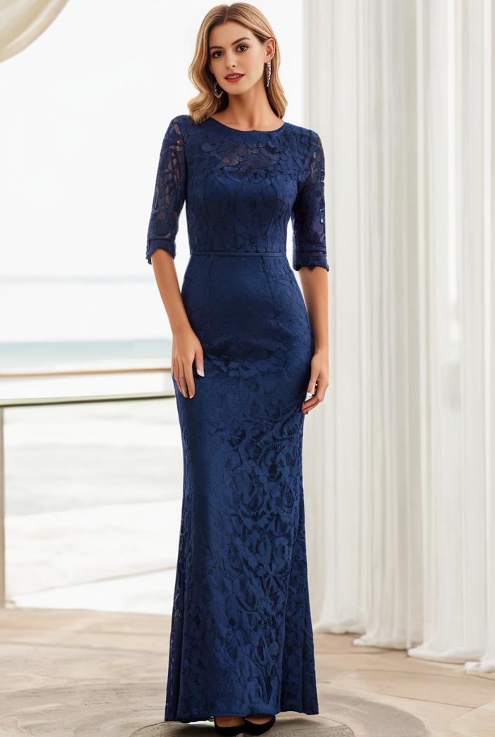 3 4 sleeve bodycon plunging back sequin evening dress 118757