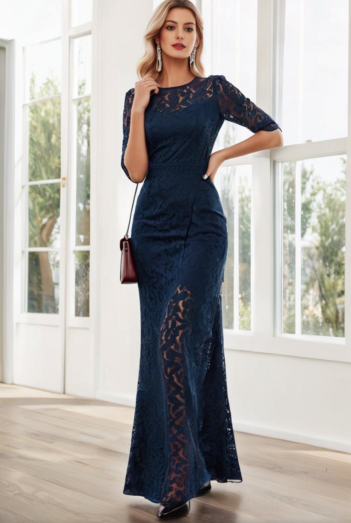 3 4 sleeve bodycon plunging back sequin evening dress 118762