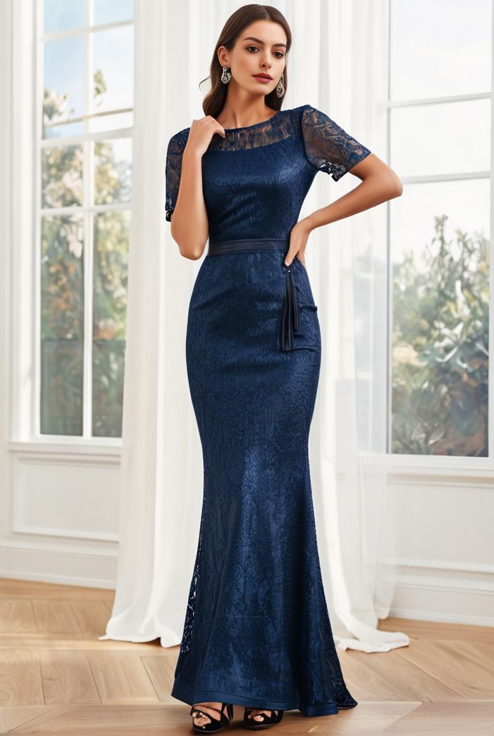 3 4 sleeve bodycon plunging back sequin evening dress 118763