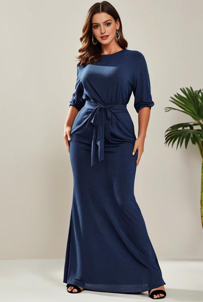 3 4 sleeve bodycon plunging back sequin evening dress 108180