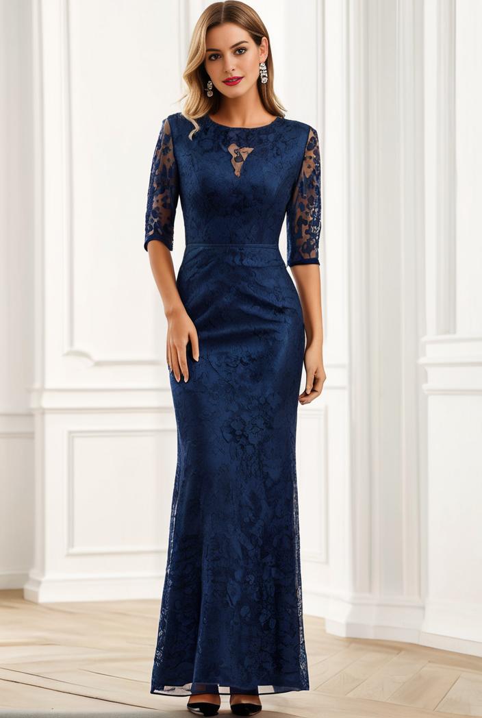 3 4 sleeve bodycon plunging back sequin evening dress 108191
